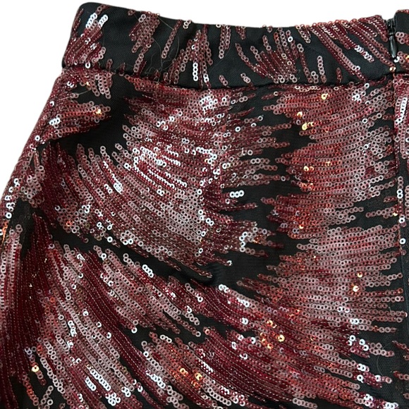 Nanette Nanette Lepore NWT Maroon & Black Elegant Sequin Midi Skirt S - Picture 5 of 10